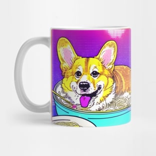 Corgi Eating Ramen Noodle Soup. Mug